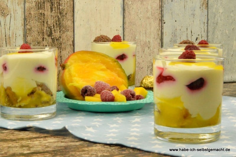 Mango Himbeer Vanille Creme Dessert im Glas | Habe ich selbstgemacht