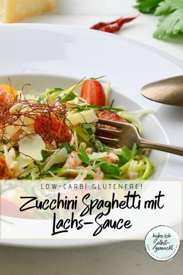 Zucchini Spaghetti mit Lachs Soße Rezept - Habe ich selbstgemacht