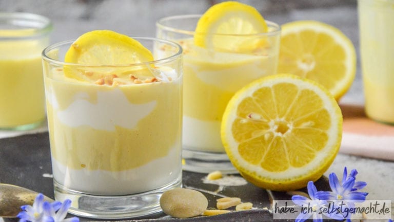 Zitronencreme als Dessert im Glas (4 Portionen)