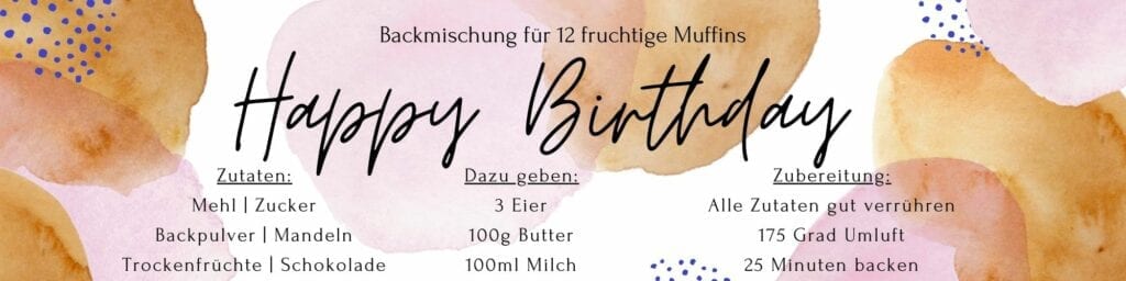 Blaubeer Muffins Etikett Happy Birthday