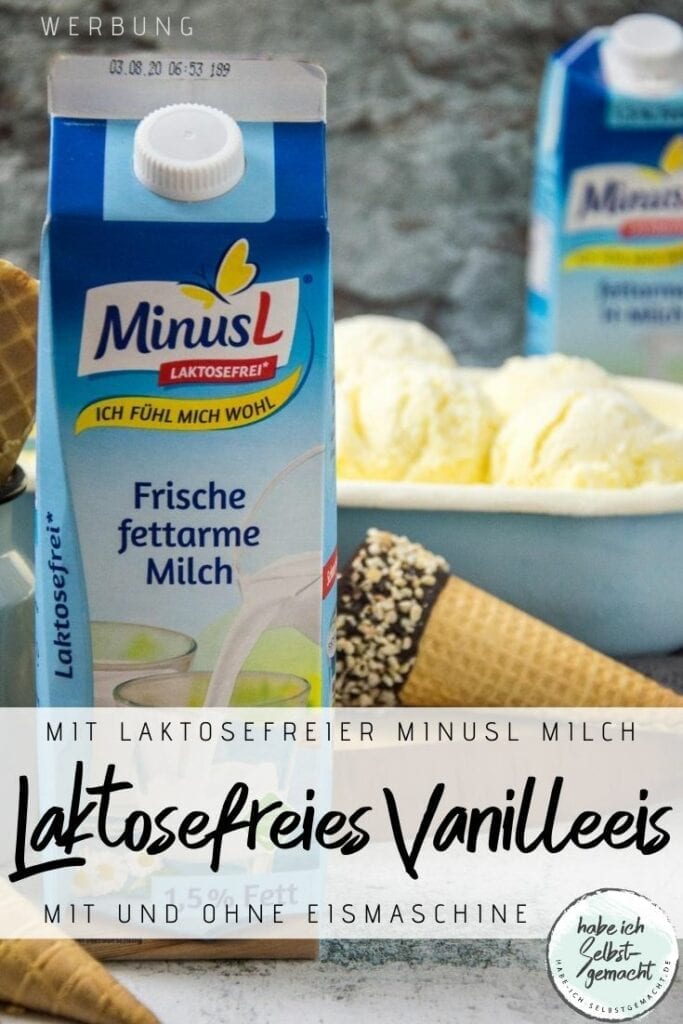 Laktosefreies Vanilleeis mit MinusL Pinterest Flyer