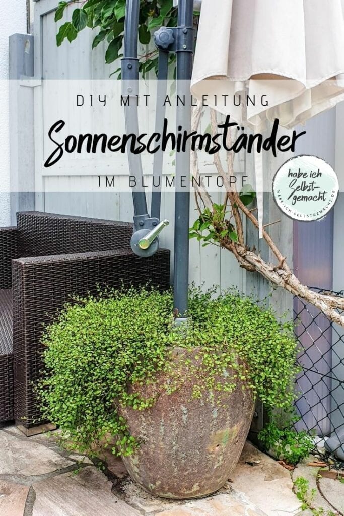 Sonnenschirmständer im Blumentopf Anleitung DIY