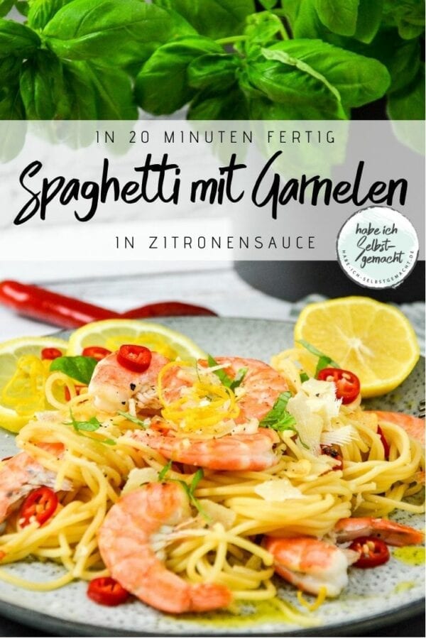 Spaghetti mit Garnelen in Zitronensauce