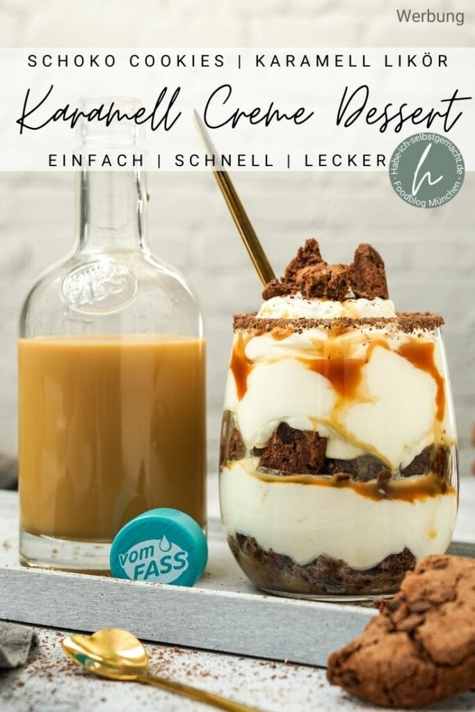 Karamell Creme Dessert mit Schoko Cookies Pinterest Flyer