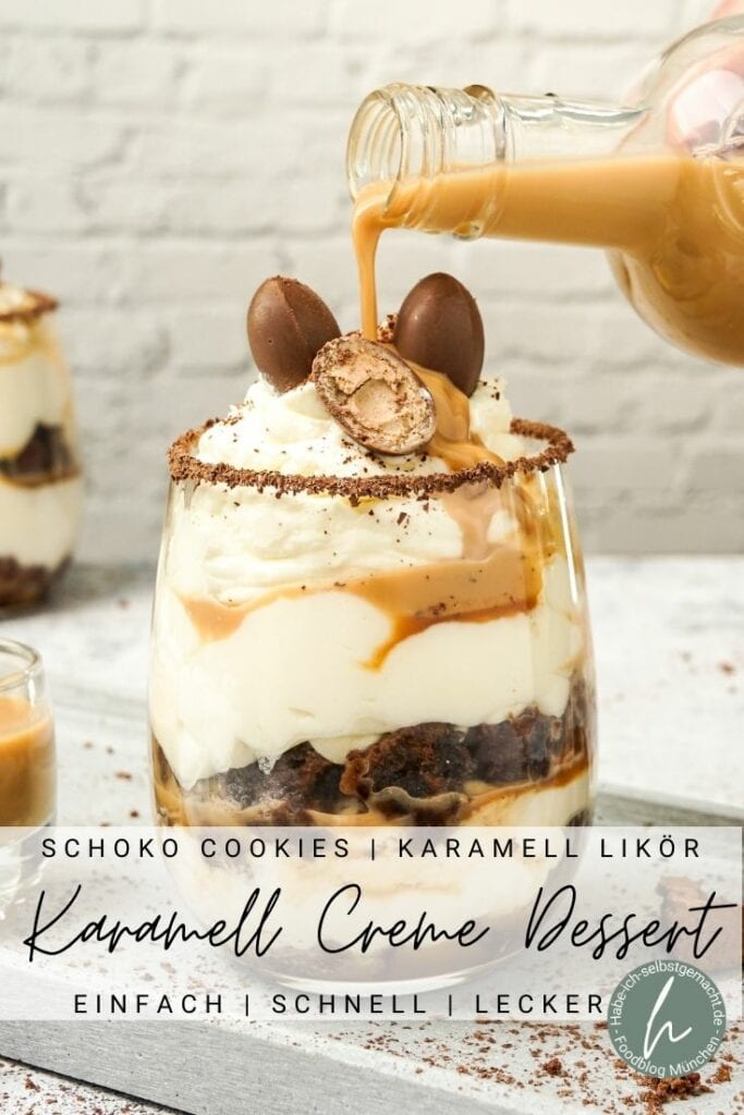 Karamell Creme Dessert mit Schoko Cookies Pinterest Flyer