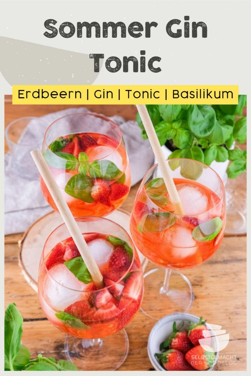 Sommer Gin Tonic mit Erdbeeren