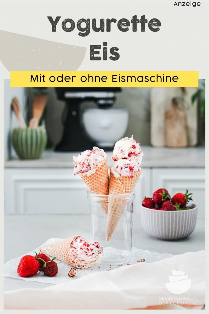 Erdbeer-Joghurt Eis (Yogurette Eis) Pinterest Flyer