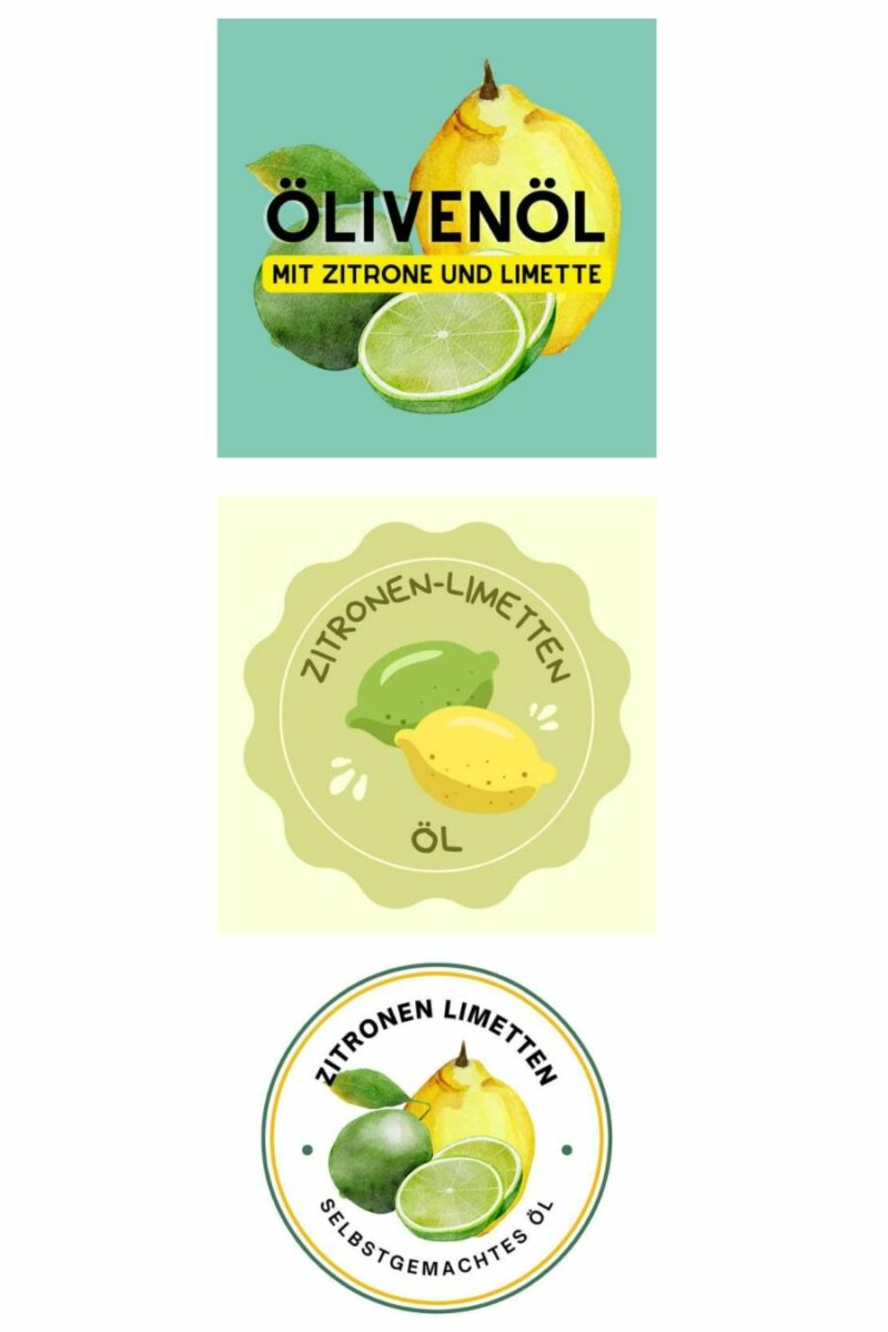 Zitronenöl Etiketten als Geschenkidee