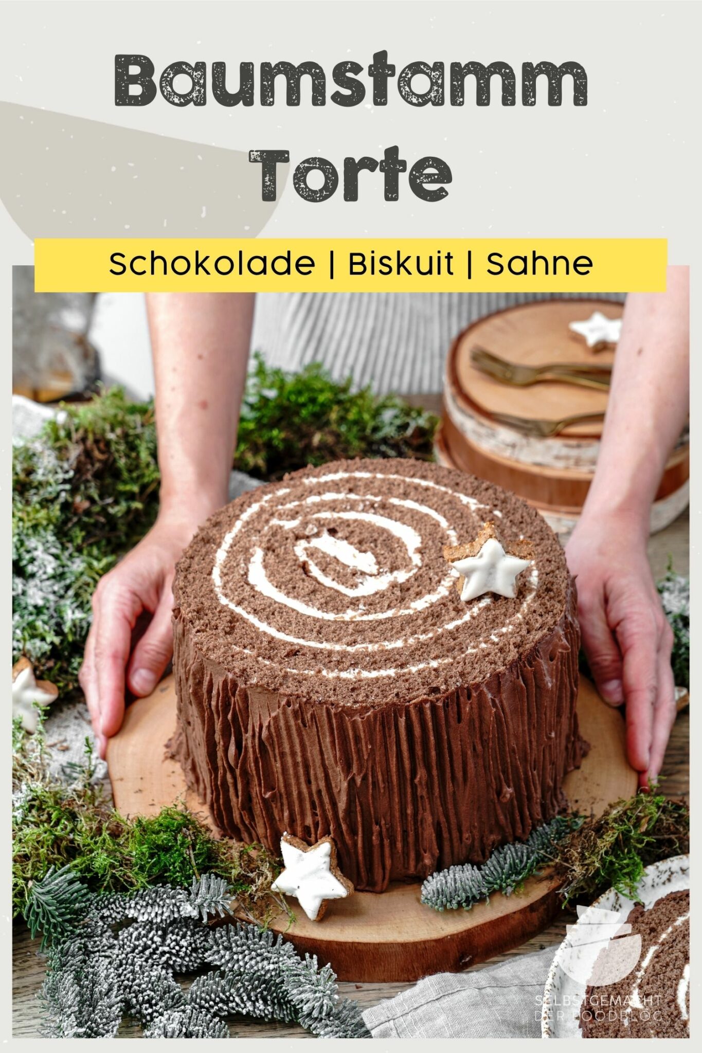 Schoko Biskuitrolle (Baumstammkuchen) - Selbstgemacht - Der Foodblog
