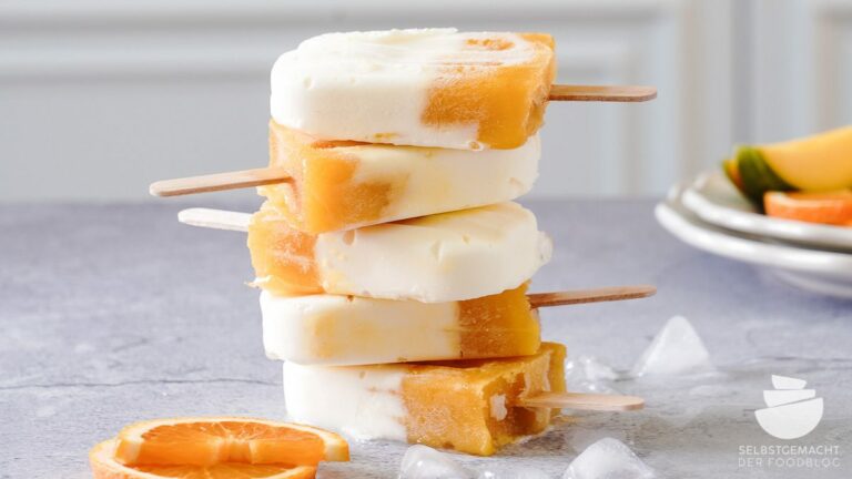 Vanille-Mango Eis am Stiel ohne Eismaschine