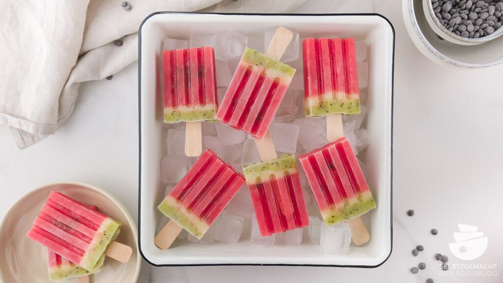 Wassermelonen Eis am Stiel (Popsicles)