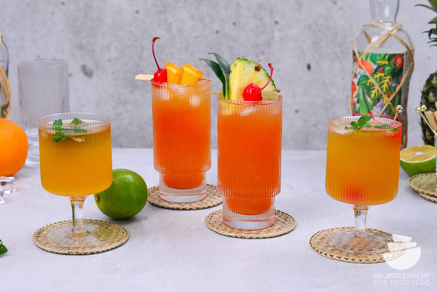 Mai Tai Cocktail Klassiker mit Rum, Orangenlikör, Mandelsirup und Limette (Original Rezept und Longdrink Variante)