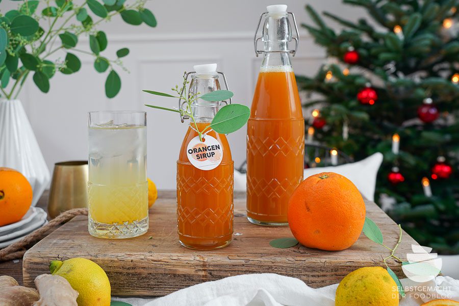 Orangensirup zum Aromatisieren von Wasser, Tee und Cocktails