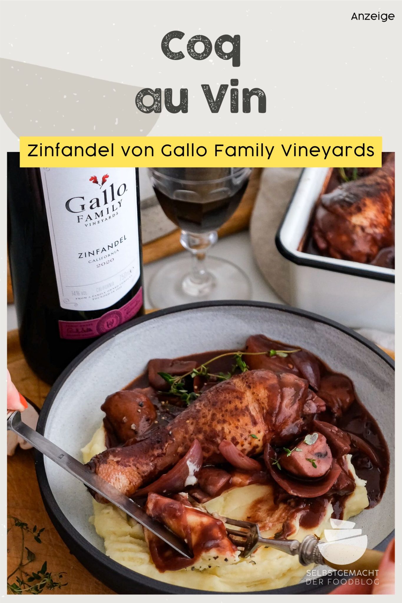 Coq au Vin (Hähnchen in Rotweinsoße) - Selbstgemacht - Der Foodblog