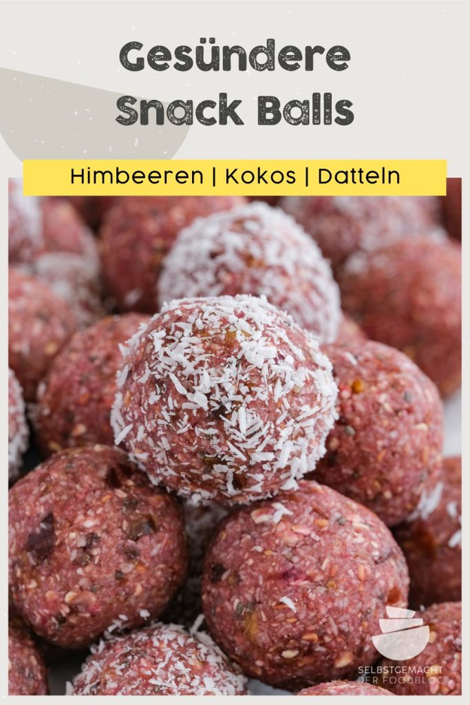 Gesündere Himbeer Kokos Bliss Balls Pinterest Flyer